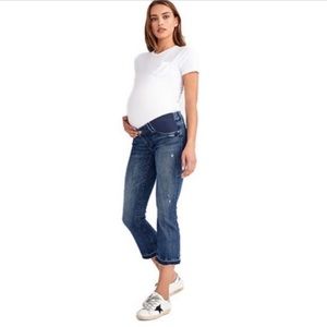 DL1961 Cropped Distressed Kick Flare Maternity Jean